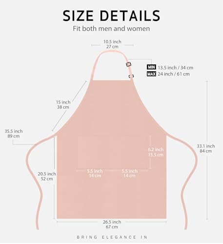 Syntus Apron for Men Women, Adjustable Cooking Kitchen Apron with 2 Pockets | Machine Washable, Firm Stitching, Stain Resistance, Long Tie Straps, 2 Pockets, Versatility, Unisex Use, Gift, BBQ - color: Nude Pink, style: 2 Cotton