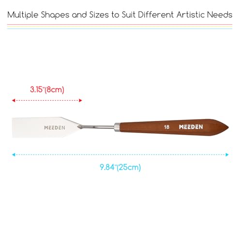 MEEDEN Artist Oil Painting Knife: 9.84" Flexible Stainless Steel Art Pallet Scraper Knife with Wooden Handle for Color Mixing, Spreading, Texturing, #18 - style: #18