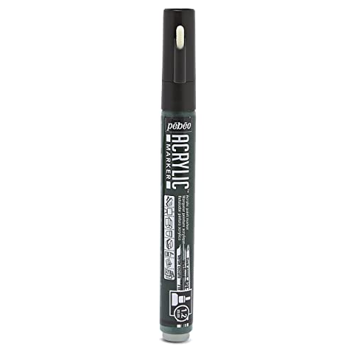 PEBEO Acrylic decoMarker 1.2mm Fine Round Tip Fir Green, 1.2 mm | Water-based acrylic paint marker, matte finish, pump-valve flow control. For paper, cardstock, wood, metal, plastic, canvas. - color: Fir Green