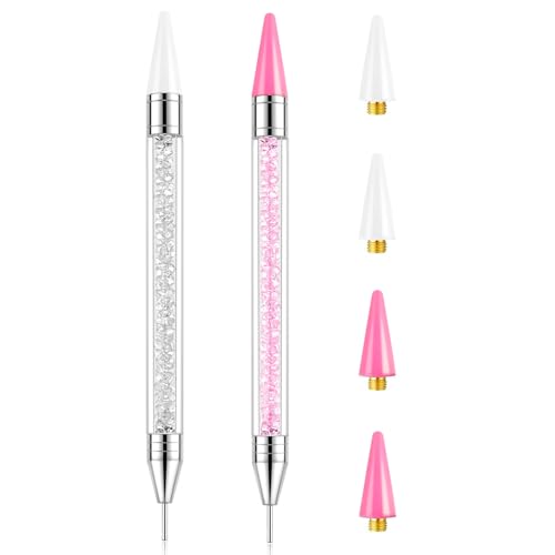 Rhinestone Picker Tool-2Pcs Bedazzling Pen with 4 Extra Wax Heads