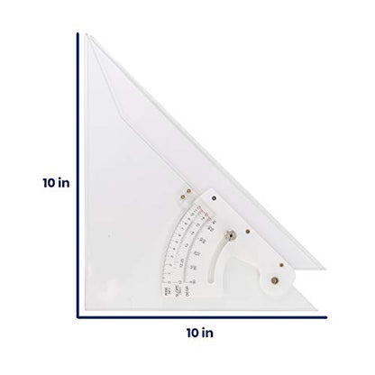 Pacific Arc Professional Adjustable Triangle Clear With Inking Edge 10" - style: 10 inch