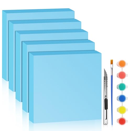 LuckyFoam Blue 5 Pack 12x12x1.5 inch Foam Sheets 1.5 Inch Thick | Polystyrene Rectangles XPS Foam Board Craft for Insulating DIY Modeling Art Supplies - color: blue, size: 12x12x1.5 in