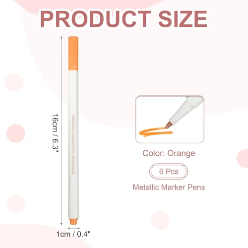 PATIKIL Metallic Marker Pens, 6Pcs Permanent Markers Medium Tip Quick Dry Paint Pen on Plastic Wood Stone Glass Canvas DIY Crafts Art Supplies for Drawing Writing Marking, Orange - color: Orange