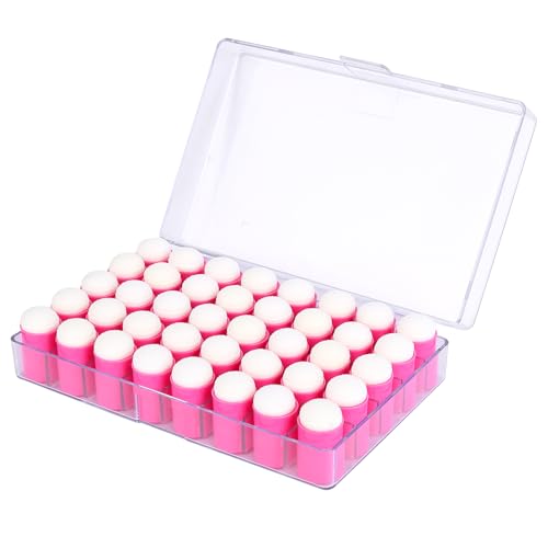 40 Pieces Sponges Daubers with Storage Case - Finger Sponge Daubers with Soft Sponge Head - Perfect for Painting, Drawing, Stenciling, Card Making and More - color: Pink