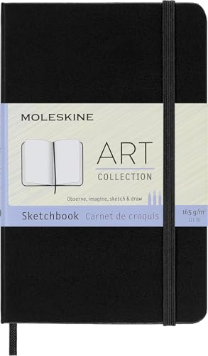 Moleskine Art Sketchbook, Hard Cover, Pocket (3.5" x 5.5") Plain/Blank, Black, 80 Pages | Pocket 3.5" x 5.5" 80-page sketchbook with 165 gsm paper for drawing, illustration, and dry media.