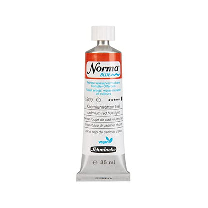 Schmincke - NORMA® Blue, 21309009, finest water-based artists' oil colors, highly pigmented, lightfast, vegan, cadmium red hue light, 35 ml - color: 309 cadmium red hue light