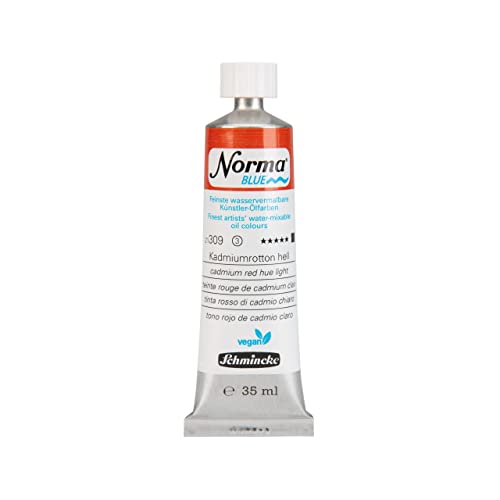 Schmincke - NORMA® Blue, 21309009, finest water-based artists' oil colors, highly pigmented, lightfast, vegan, cadmium red hue light, 35 ml - color: 309 cadmium red hue light