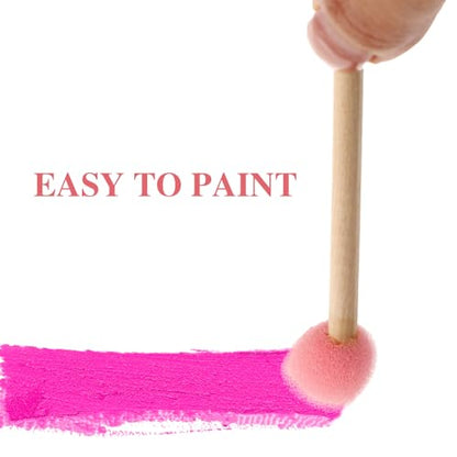 40 Pack Round Sponge Foam Brush 0.6'' Paint Sponge Brush Wooden Handle Foam Brush Foam Paint Brushes for Painting Crafts(0.6 Inch)
