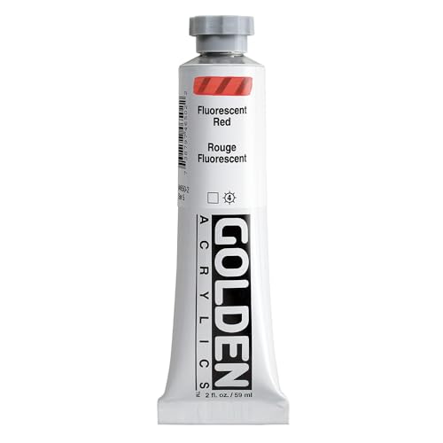 GOLDEN Heavy Body Acrylics, Fluorescent Red, 2 fl. oz. Tube, Professional Acrylic Paint, Transparent