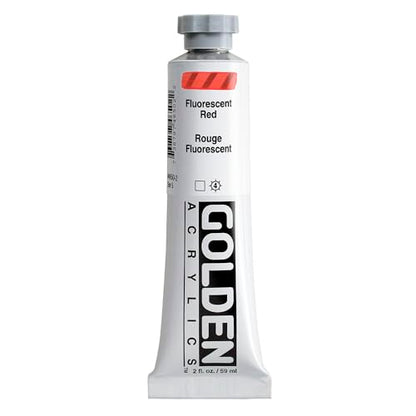 GOLDEN Heavy Body Acrylics, Fluorescent Red, 2 fl. oz. Tube, Professional Acrylic Paint, Transparent