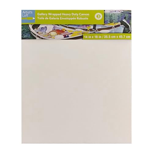 Artist's Loft 14" x 18" Level 3 Gallery Wrapped Heavy Duty Canvas - Archival Quality and Acid Free Cotton Canvas for Acrylic and Oil Paints - 1 Pack - size: 14 x 18