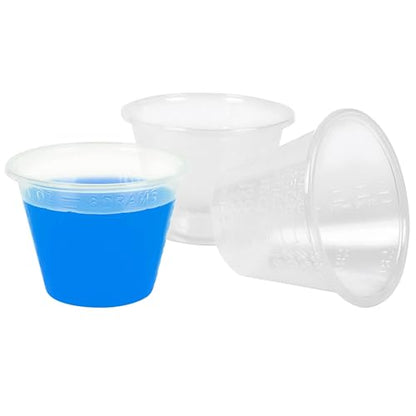100 Pack Plastic 1oz Disposable Medicine Measuring Cups - Resin Mixer Measure & Mouthwash Small Plastic Cups - Ideal for Liquid Medication & Arts & Crafts - size: 100 Pack