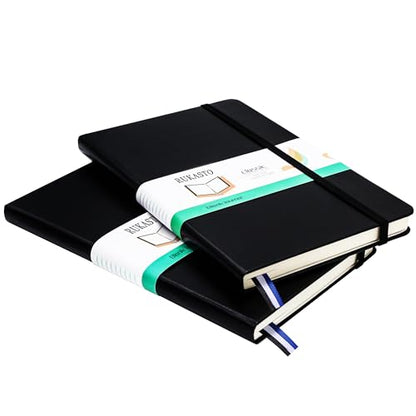 Hardcover Notebook Blank Journal Sketchbook for Drawing, Medium 5.5 by 8.4 Inch, 100 GSM Thick Paper (Black, Plain) - color: Black