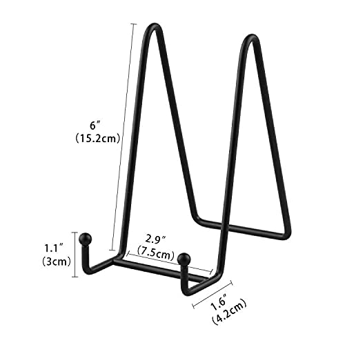 Artliving Plate Stands for Display - Iron Easel Stand Plate Holder Display Stand Picture Frame Stand for Pictures | Photo|Decorative Plate |Dish | Tabletop Art - 6 inch-Black - size: 6“（2 pack）