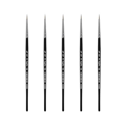 XDT#725 Micro Detail Artist Pin Point Painting Brush Set of 5 Piece #0000 Brushes Set, Acrylic Watercolor Oil, Fine Detailing Painting, Art, Scale Models, Easy Grip Handles - size: 5Pcs #0000