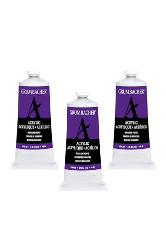 Grumbacher Dioxazine Purple Acrylic Paint, 90ml/3 oz. Metal Tube, 3-Pack - color: Dioxazine Purple