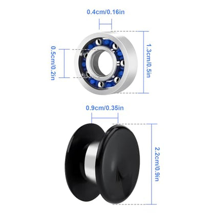 NiArt Fidget Spinner Bearings with Caps 24 Pack, Chrome Steel DIY Set - size: ONLY 24 BLACK Cap Bearings