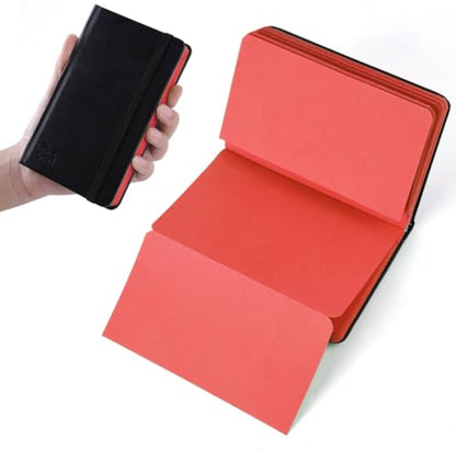 Small Premium Red Art Sketchbook,5.7 x 3.54 inches Mixed Media Notebook,34 Sheets 120 GSM Acid-Free Folding Drawing Papers, Hardcover Pocket Journal Sketchbook for All Artists - color: 120gsm-folding paper red
