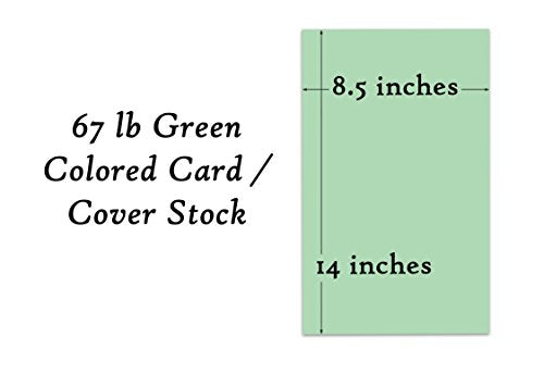 Green Pastel Color Card Stock | 67Lb Cover Cardstock | 8.5" x 14" Inches | 50 Sheets Per Pack - color: Green