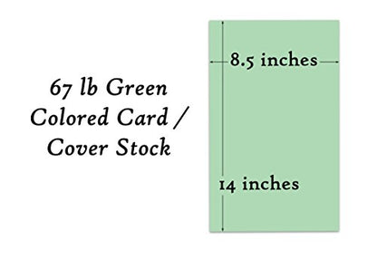 Green Pastel Color Card Stock | 67Lb Cover Cardstock | 8.5" x 14" Inches | 50 Sheets Per Pack - color: Green