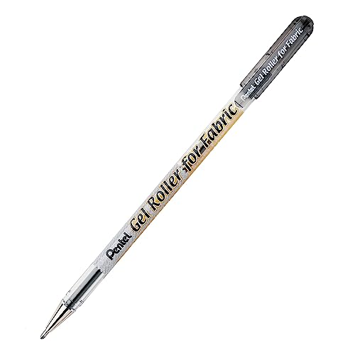 Pentel Gel Roller for Fabric, 1.0mm, Bold Lines, Permanent, Black Ink, Box of 12 (BN15-A) - color: Black, size: 1 Count (Pack of 12)