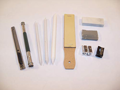 32 pc Sketching Set in Travel Roll Up Case with Charcoal, Drawing Pencils, Sharpeners, and Erasers