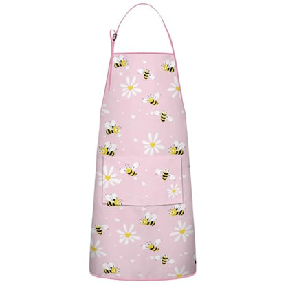 Apron with 2 Pockets,Kitchen Chef Artist Aprons for Cooking Gardening Baking Painting, Waterproof Apron 33" x 27" - color: Bee