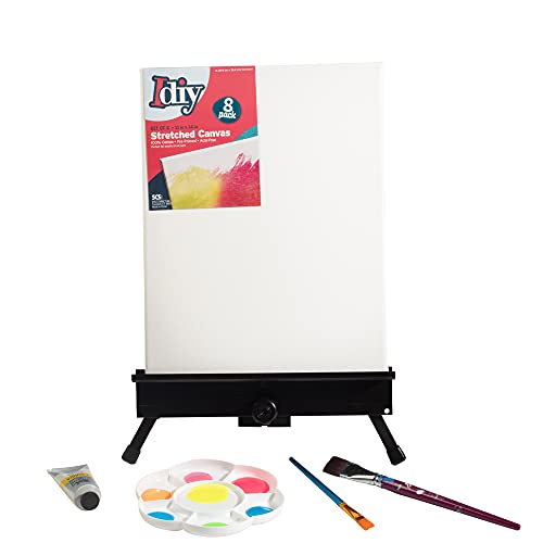 iDIY Stretched Canvas Board 11 x 14 (Set of 8) 5/8" - Classic White Blank, Pre Primed for Oils or Acrylics, 100% Cotton, Acid Free - Professional Grade for Painting or Art Project, Craft, Mixed Media - size: 11 x 14 inches (set of 8)