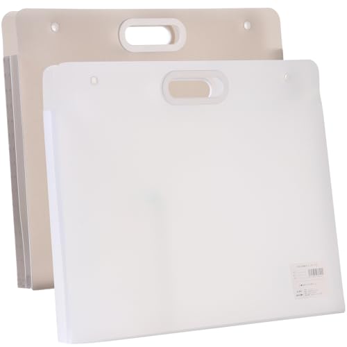 Plastic Art Portfolio Folder with Handles and Snap 13 x 11 inch Large Waterproof Artwork Storage Containers for Drawing Sketch Photography Poster Files Document (Gray and White, A4) - color: Gray and White, size: A4