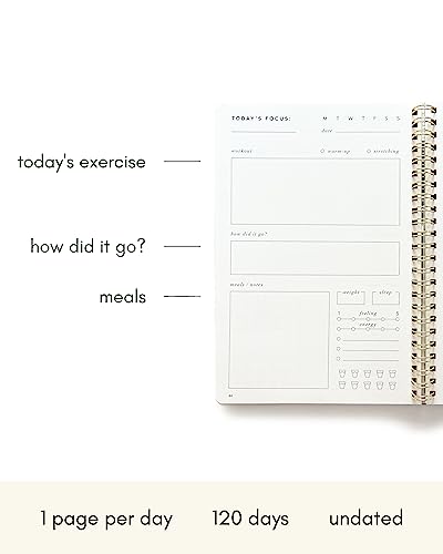 Fitness Journal for Women - Track Workouts, Meals, and Weight Loss, Undated, Fits 120 Workouts, Dusty Blue, 6 x 8.5 Inches - color: Dusty Blue