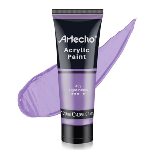 Artecho Light Purple Acrylic Paint 120ml /4.05oz Tube | Semi Glossy Finish, High Pigment Rich Color Craft Paint for Canvas, Rocks, Wood, Fabric, Ceramic, Non-Toxic - color: Light Purple, size: 4.05 Fl Oz (Pack of 1)