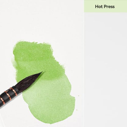 Lightwish Watercolor Pad - A5 20 Sheets 100% Cotton 300GSM Hot Press Paper | Detachable with Backing Board | All-in-One Travel Watercolor Journal with Brush Holders & Storage Pockets - color: Green