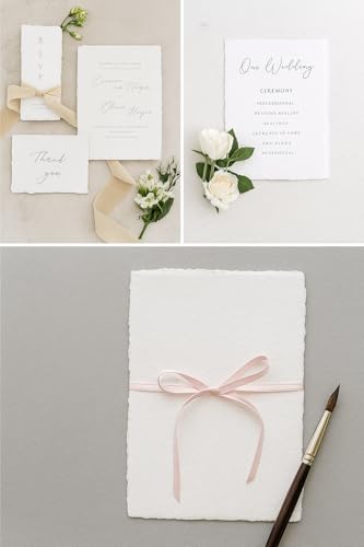 Bitskit 170 GSM Handmade Cotton Deckle Edge Paper – Lightweight, Textured Sheets for Invitations, Stationery, Journals, and Art Projects (Pack of 50) (2.5 x 3.5 inch) - size: 2.5 x 3.5 inch