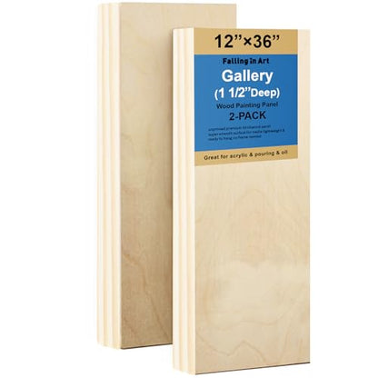Falling in Art 2 Pack 12x36'' Unfinished Birch Wood Panels for Painting - size: 12*36 2 Pack