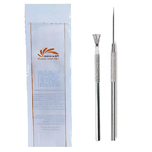 COMIART 2-Piece Pottery Sculpting Tools Set - Feather Wire Texture Tool & Needle Detail Tool for Clay Ceramic Polymer Clay Sugar Cookies