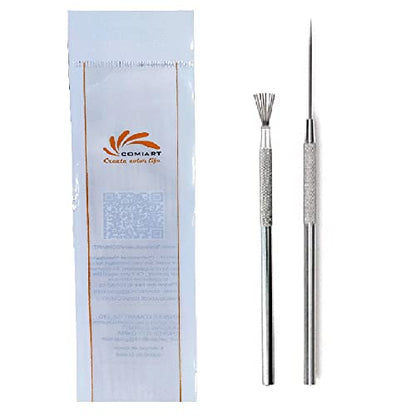 COMIART 2-Piece Pottery Sculpting Tools Set - Feather Wire Texture Tool & Needle Detail Tool for Clay Ceramic Polymer Clay Sugar Cookies