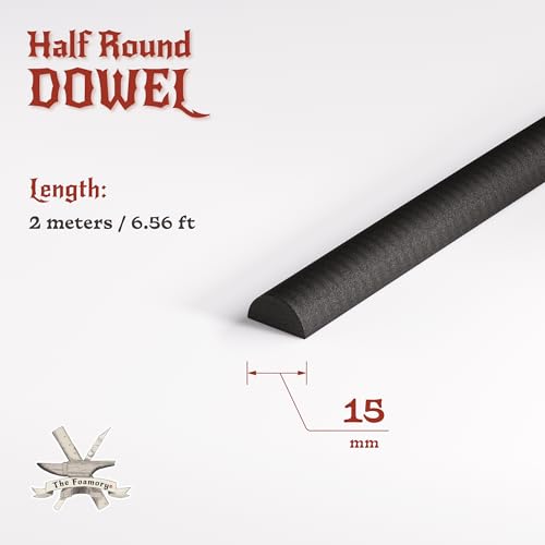 The Foamory Black EVA Foam Dowel - Half Round 15mm x 2M Length Craft Stick - color: 1 Pack: 2M Length - 15mm Thickness, style: Black - Half Round Dowel