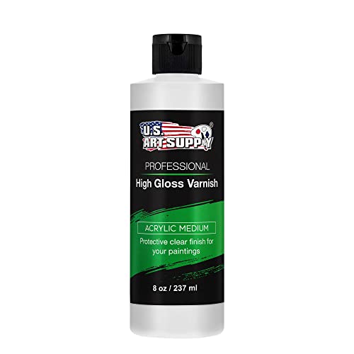 U.S. Art Supply 8oz Acrylic Sealer, High Gloss Varnish for Acrylic Painting | Non-Yellowing, Clear Coat Protective Finish with UV Protection for Paint - size: 8-ounces