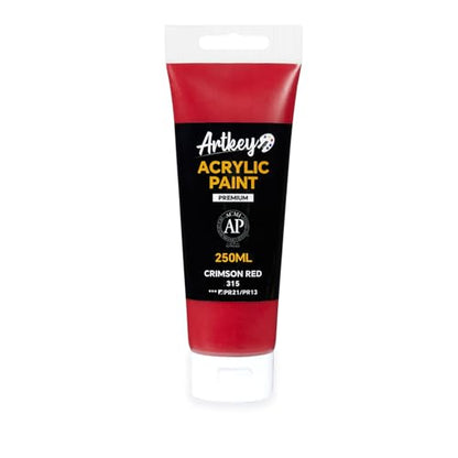 Artkey Acrylic Paint - Crimson Red (250 ml/8.45 oz) Tubes, Rich & Vibrant Pigments, Professional Artists Acrylic Paints - Art Supplies for Canvas Wood Rock Clay Fabric Ceramics Art Crafts Painting - color: Crimson Red, size: 8.45 Fl Oz (Pack of 1)