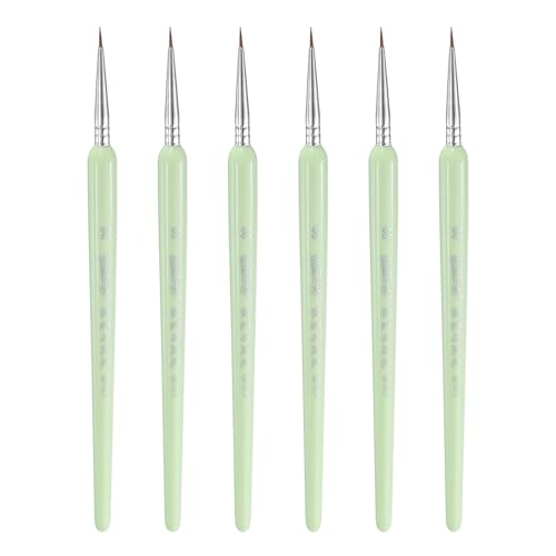 HARFINGTON 6pcs Detail Paint Brushes 8mm Pointed Tip Nylon Hair Miniature Painting Brush for Watercolor Oil Acrylic Painting(00#), Green - color: Green, size: 00# 8mm