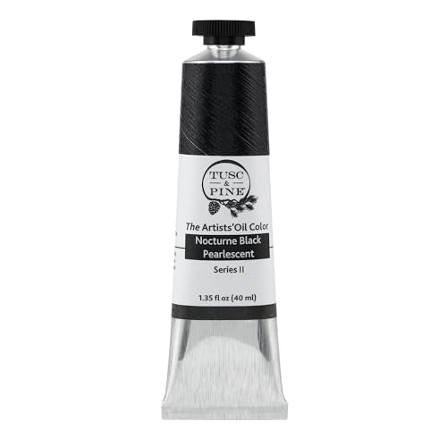 Tusc & Pine Artist Oil Paint - Nocturne Black Pearlescent, 40 ml, Non-Yellowing, Rich & Creamy Consistency, Maximum Pigment Load, Small Batch Milled Oil Paints Made in the USA - color: Nocturne Black Pearlescent, size: 1.35 Fl Oz (Pack of 1)