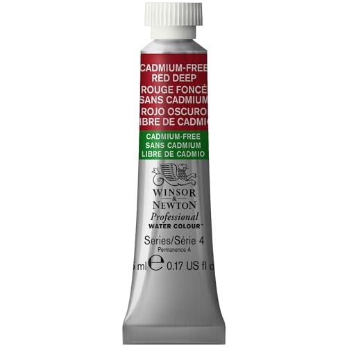 Winsor & Newton Professional Watercolor, 5ml Tube, Cadmium-Free Red Deep | Unrivalled Transparency, Single Pigment Vibrant Colors, Archival Permanence, Heritage Watercolors, Finest Pigments - color: Cadmium-free Red Deep, style: 0.17-oz Tube