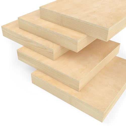 ARTEZA Wood Canvas Boards, 10 x 10 Inches, Pack of 5, Birch Wood, Wooden Panels for Acrylic and Oil Painting, Wood Burning, Crafting - size: 10x10 Inch