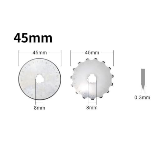 10pack Rotary Cutter for Fabric Paper, 45mm/1.77inch Refill Steel Perforating Rotary Replacement Blades Wide Skip Blade Edging Tool for Arts Crafts Scrapbooking Sewing Cutting - color: serrated edge - 10pack