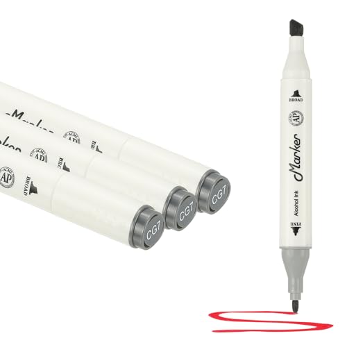 PATIKIL Dual Tip Markers, 3 Pcs Dual Tip Alcohol Markers Set White Barrel with Brush Tip and Fine Tip for Illustration Artist Adult Coloring Drawing Permanent Sketching, Brown - color: Brown