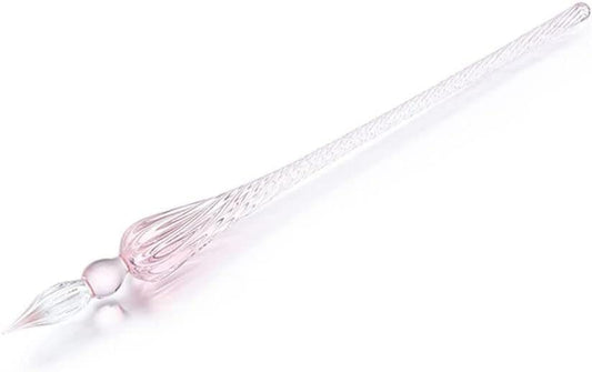 Handmade Glass Dip Pen,Glass Signature Pen,Crystal Vintage Dip Pen,for Writing, Drawing, Signatures, Calligraphy Pens Drawing Media,Painting, and Art Supplies (Pink)