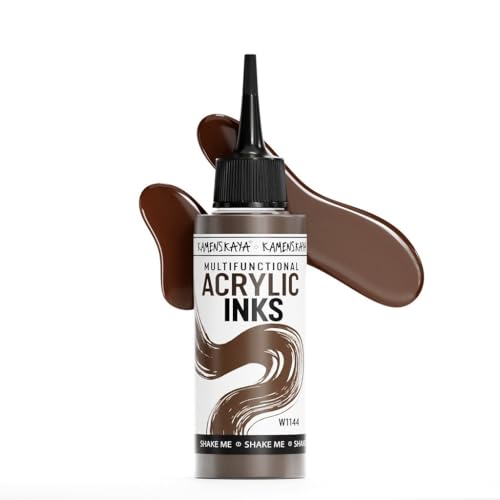 KAMENSKAYA Acrylic Inks for Artists - Brown Walnut Acrylic Ink, 3.38 Fl Oz (100 ml) - color: Brown Walnut