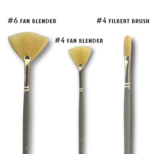 10 Piece Landscape Brush Set, for Wet on Wet Painting: 2 Inch, 1 Inch, 1 Inch Oval, 4 & 6 Fan, Filbert, 2 Palette Knives, Liner, Mop Blender - Adam Lashley