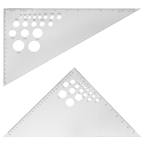 2 Pcs Aluminum Calibrated Drafting Triangle 12 Inch Engineering Scale 30/60 & 45/90 Degrees Triangle Ruler for Drafting, Design, Woodworking, Office Supplies, and Architecture