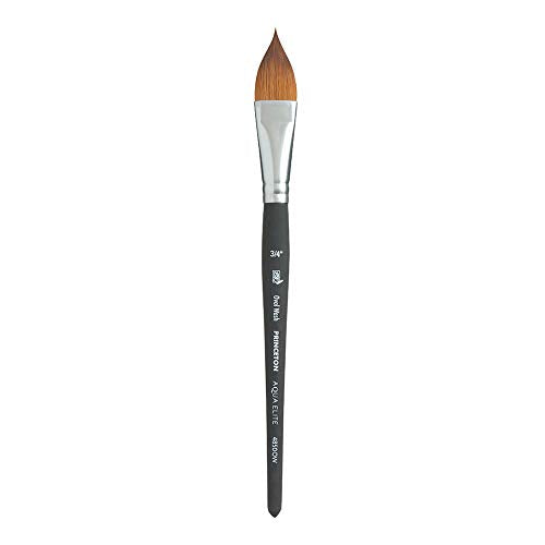 Princeton Aqua Elite, Series 4850, Synthetic Kolinsky Watercolor Paint Brush,Oval Wash, 3/4 - size: Size 3/4